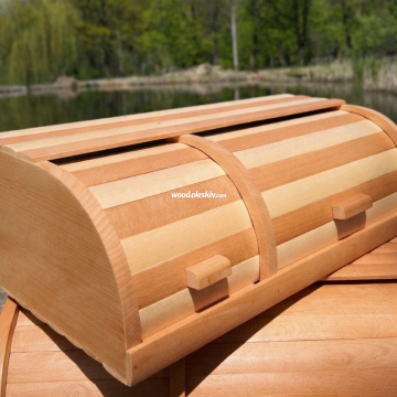 Хлібниця на 2 відділи, дерев'яна, в полоску 3003